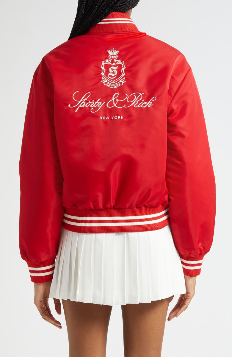 Sporty & Rich Vendome Nylon Varsity Jacket, Alternate, color,