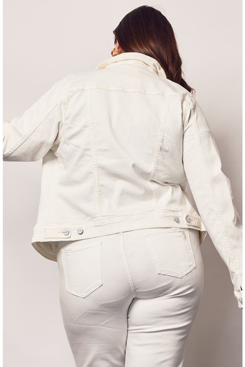 Stretch Denim Trucker Jacket, Alternate, color, WHITE