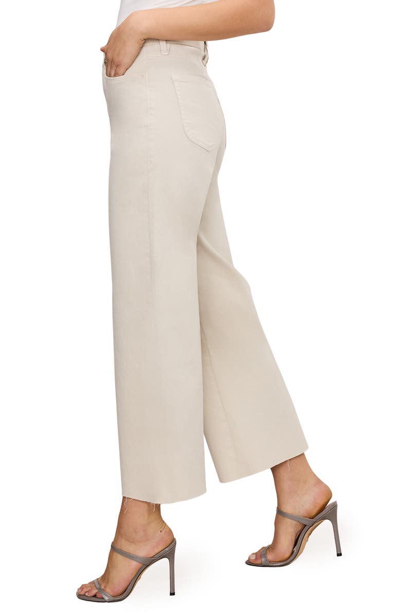 Good American Good Waist Raw Hem High Waist Crop Palazzo Jeans, Alternate, color, Bone001