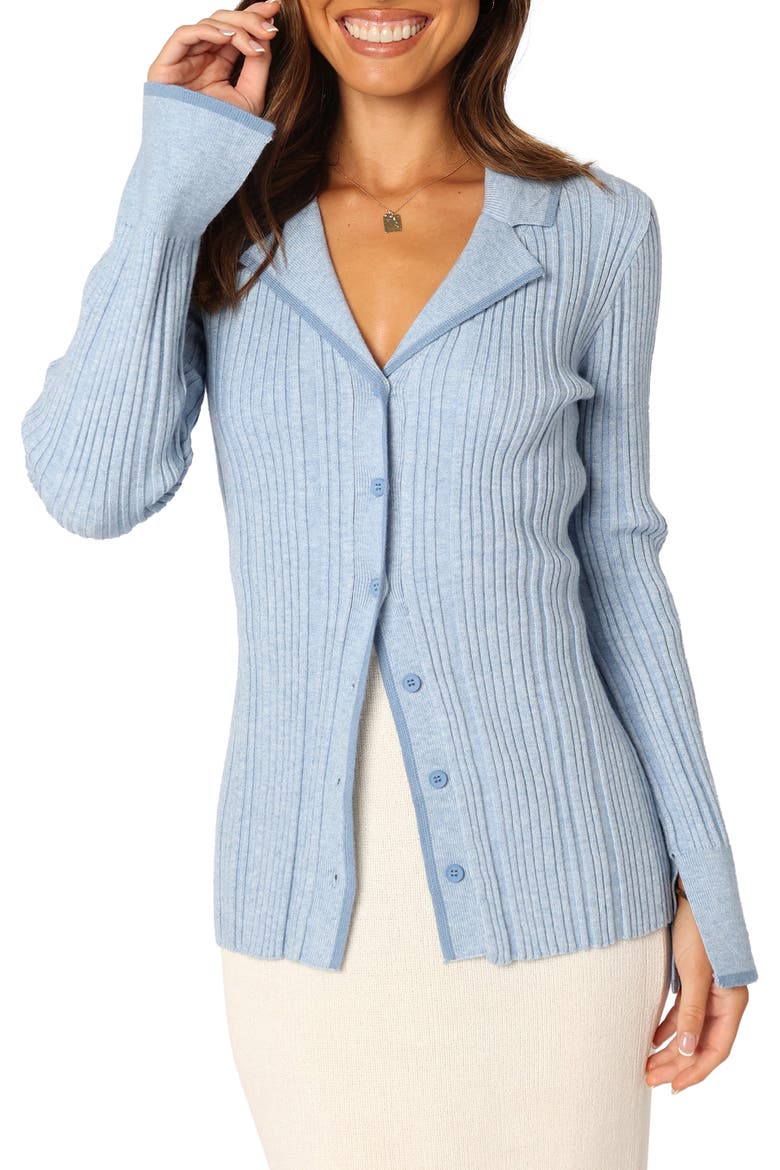 Florence Notched Collar Cardigan, Main, color, BLUE