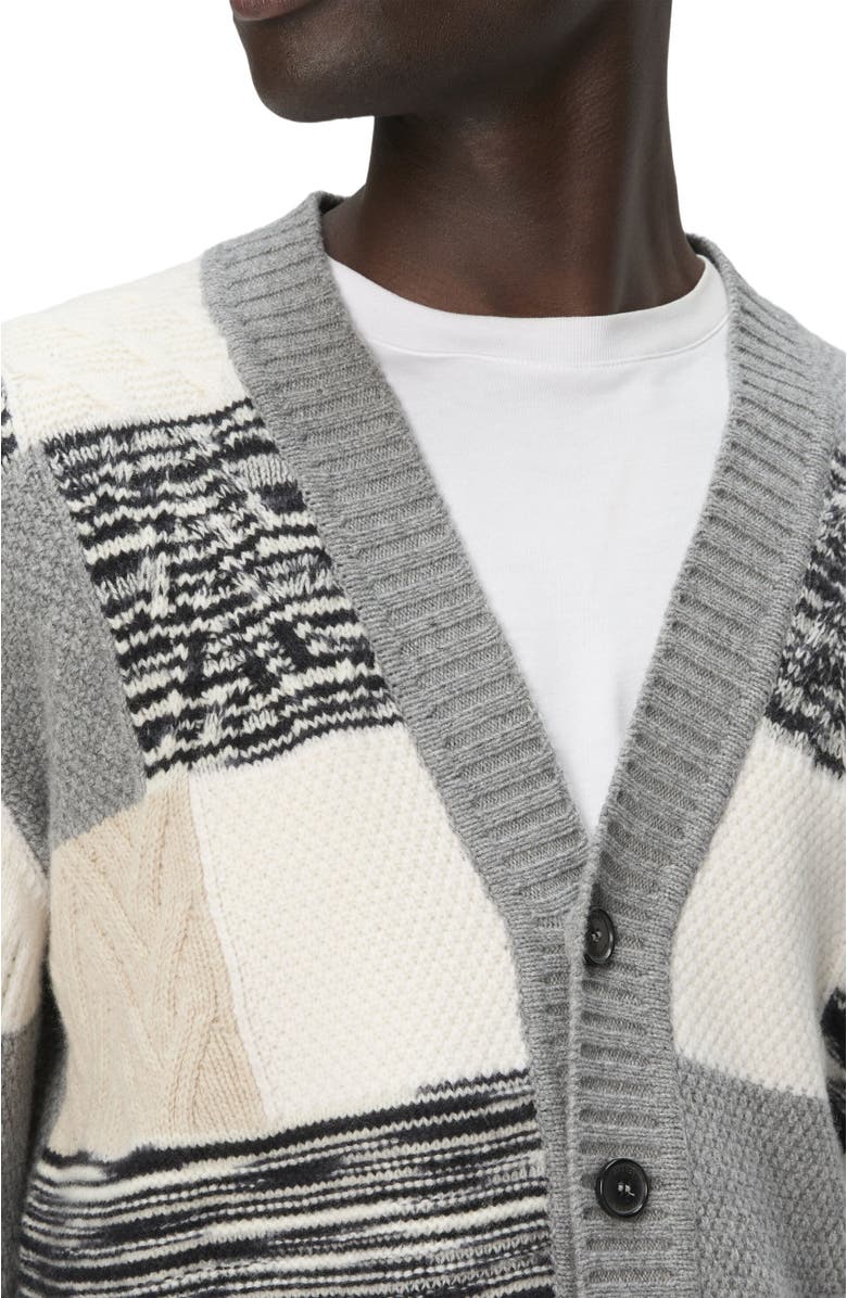 Missoni The Cardigan In Pure Wool With Flame And Zigzag Inserts, Alternate, color, Beige & Grey