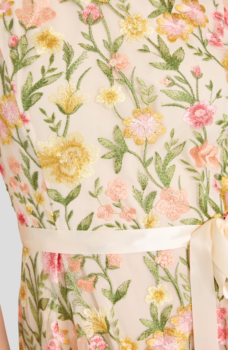 Tahari ASL Embroidered Sleeveless Midi Dress, Alternate, color, Buttercup Multi