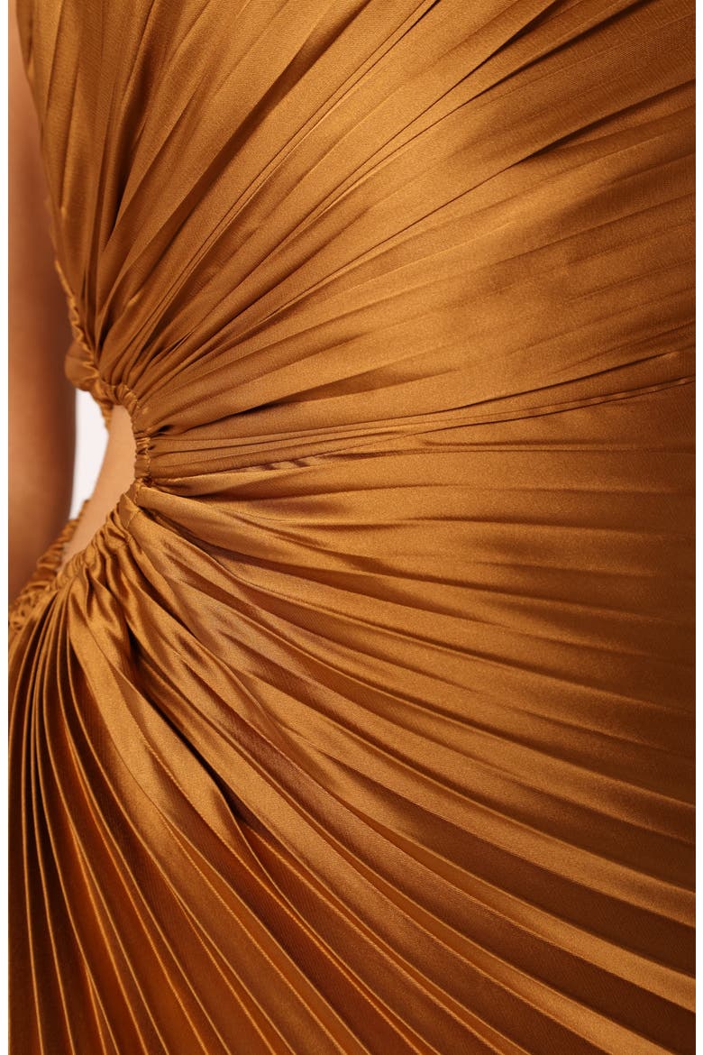 Kleo One-Shoulder Pleated Maxi Dress, Alternate, color, GOLDEN OCHRE