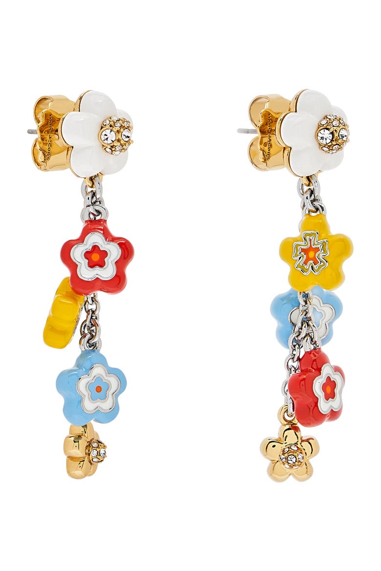 Wild Daisy Statement Drop Earrings, Alternate, color, TWO TONE/ BLUE MULTI
