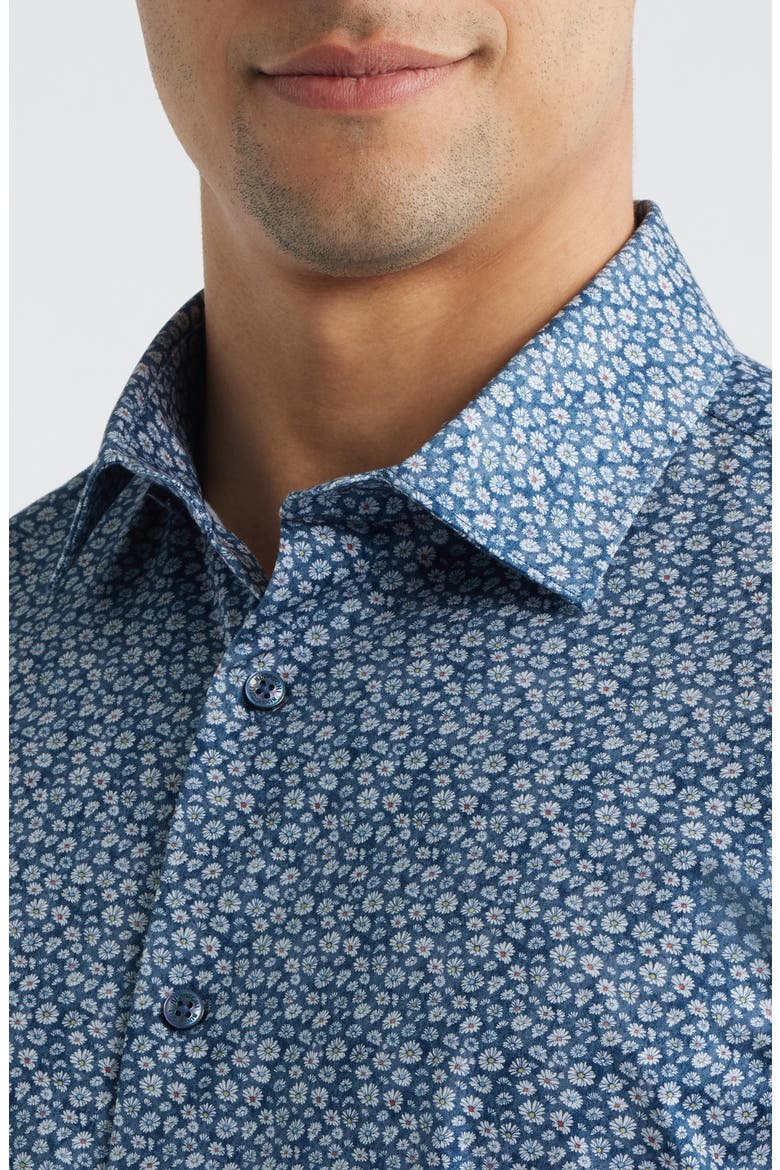 Miles OoohCotton® Floral Print Short Sleeve Button-Up Shirt, Alternate, color, NAVY