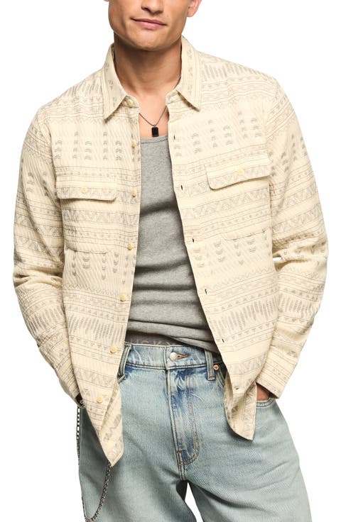 Humboldt Quilted Geo Jacquard Button-Up Overshirt