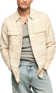 Lucky Brand Humboldt Quilted Geo Jacquard Button-Up Overshirt