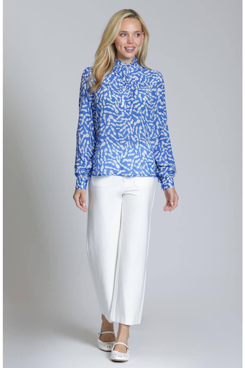 Ruffle Placket Top, Alternate, color, BLUE/WHITE