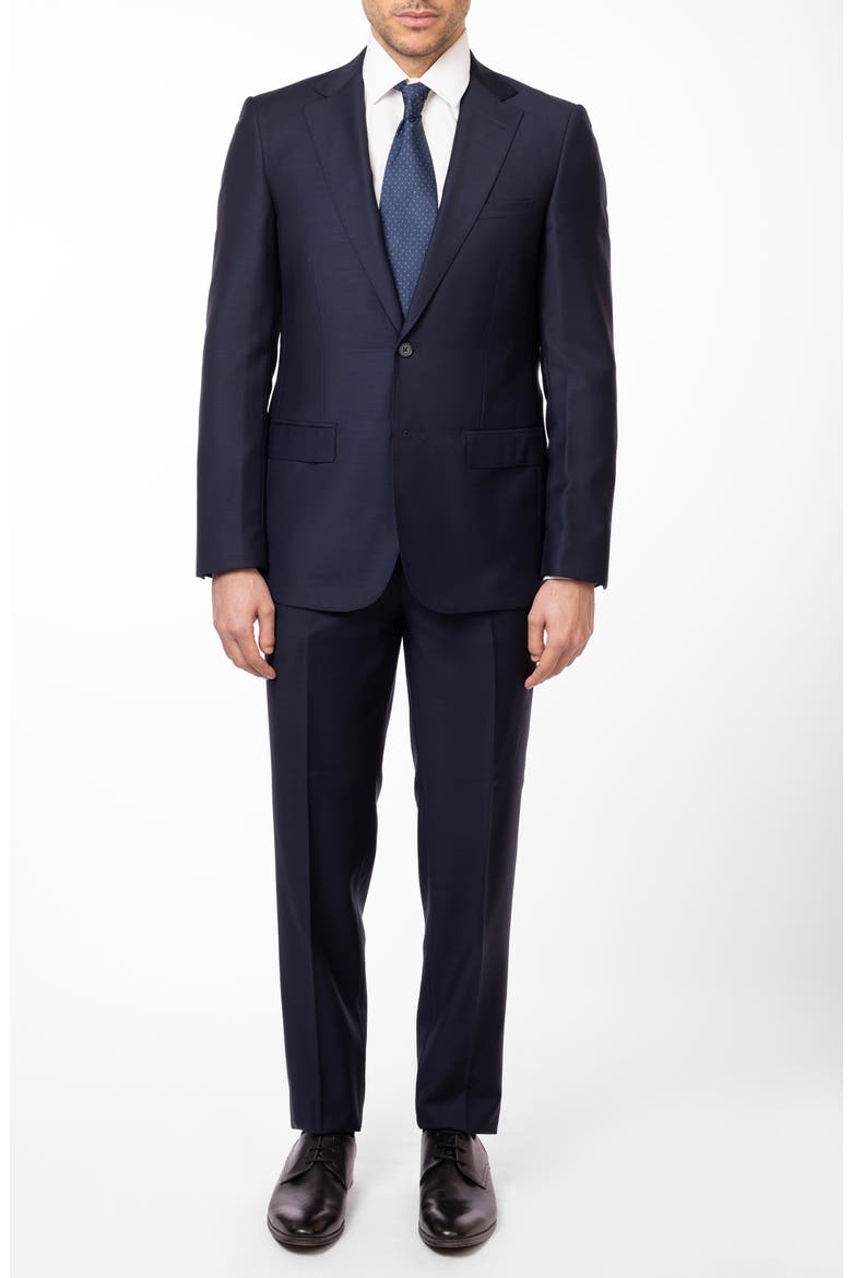 Matteo Slim Fit Navy Check Wool Suit, Main, color, NAVY