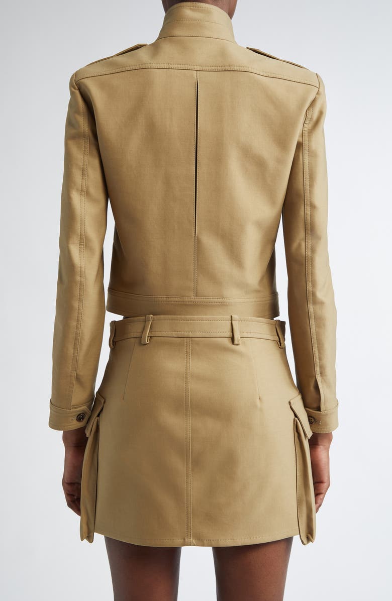 TOM FORD Stretch Cotton Tricotine Crop Jacket, Alternate, color, Khaki