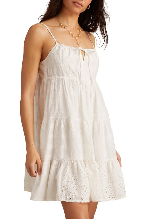 Lucky Brand Patchwork Tiered Cotton Mini Sundress In White