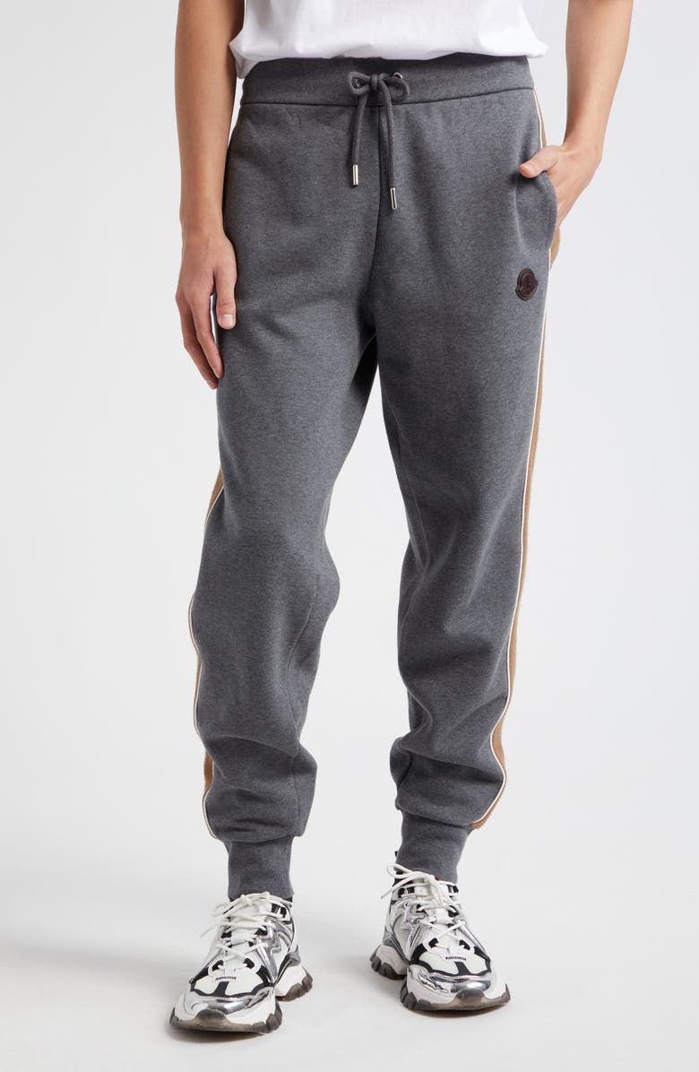 Moncler Contrast Stripe Fleece Joggers, Main, color, 