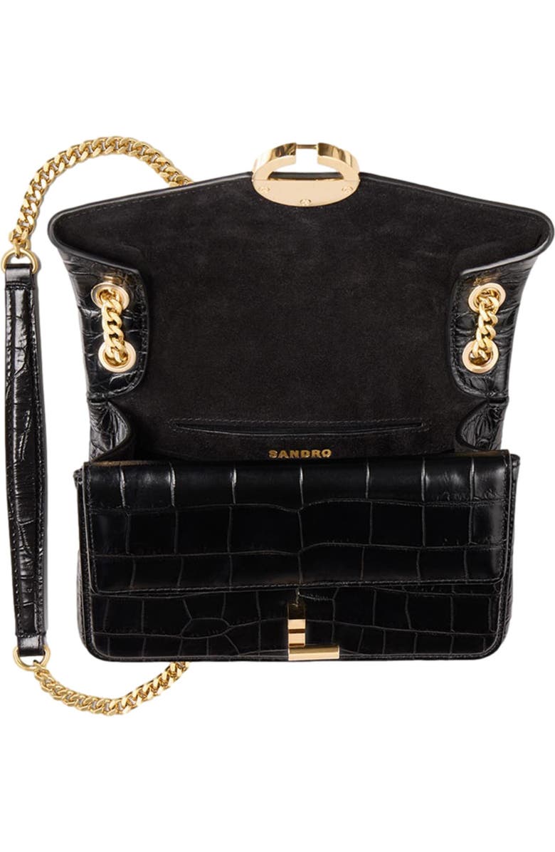 SANDRO Mock croc leather Yza bag, Alternate, color,