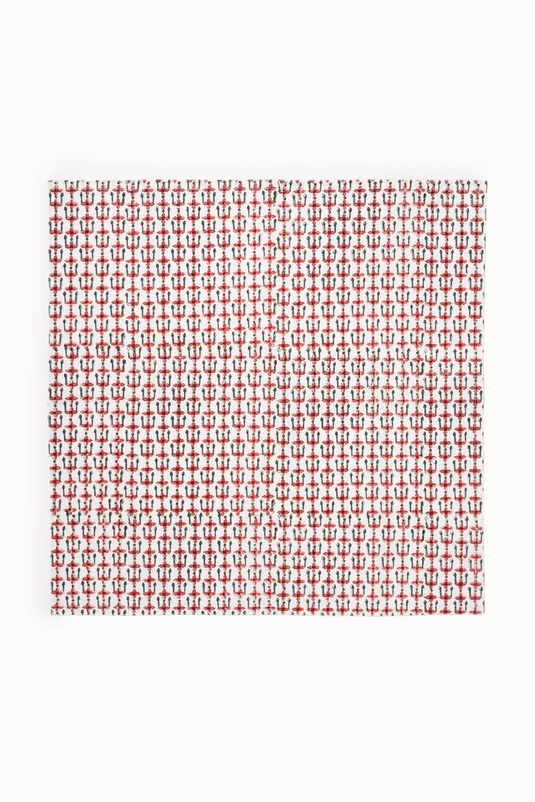 Mosaic Block Print Napkins Set of 4, Alternate, color, Crimson
