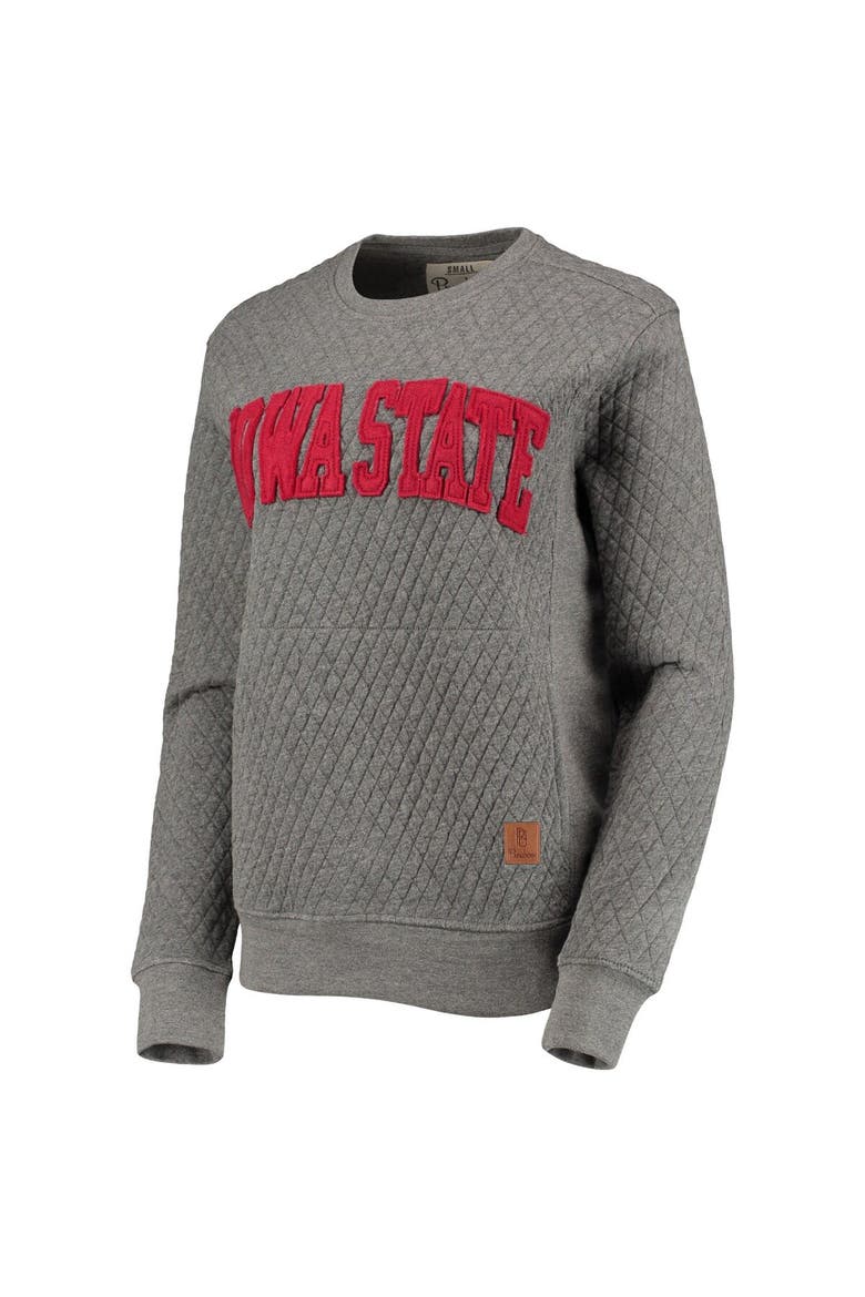 Women's Pressbox Heather Charcoal Iowa State Cyclones Moose Quilted Pullover Sweatshirt, Alternate, color, Heather Gray
