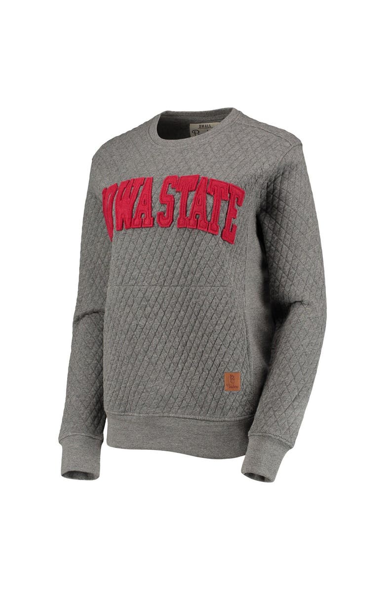 PRESSBOX Women's Pressbox Heather Charcoal Iowa State Cyclones Moose Quilted Pullover Sweatshirt, Alternate, color, Heather Gray