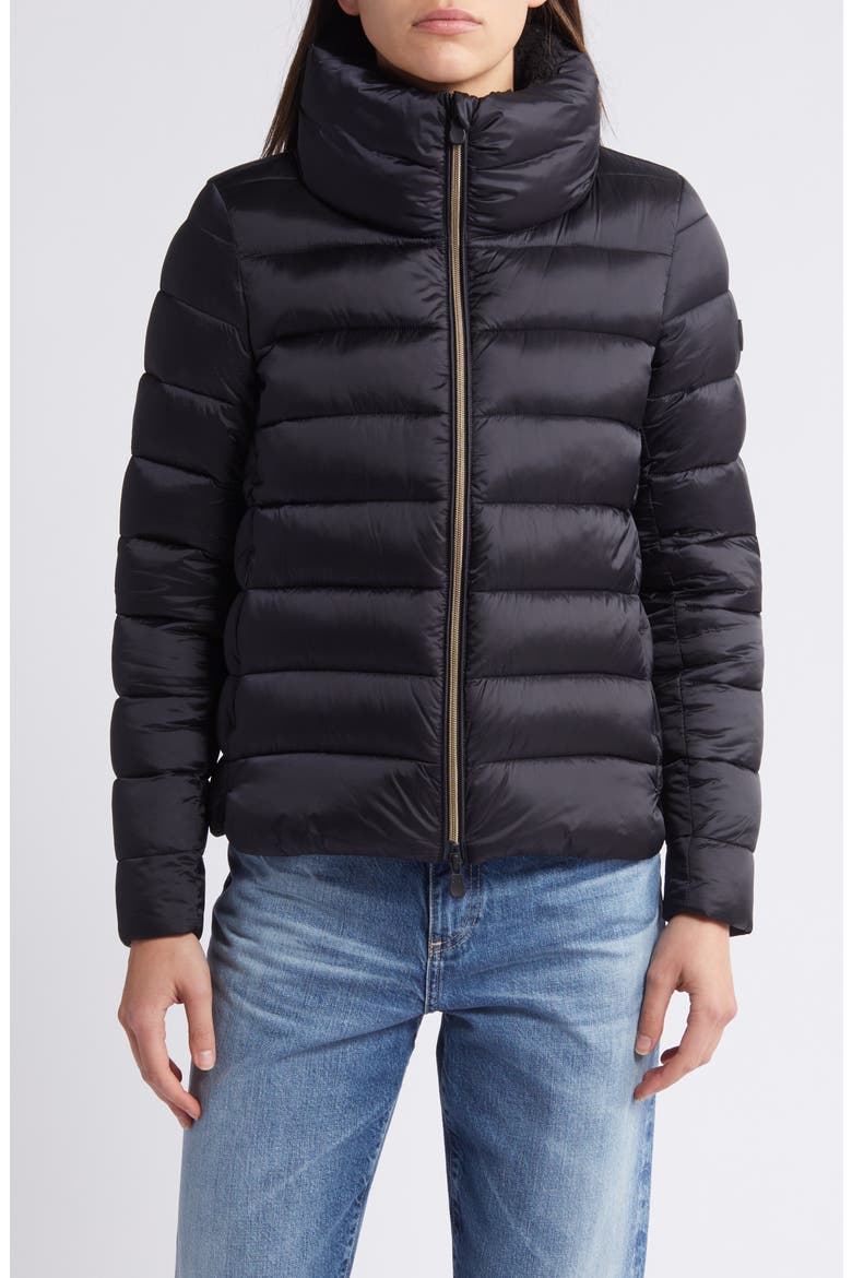 Elly Water Resistant Puffer Jacket, Main, color, BLACK