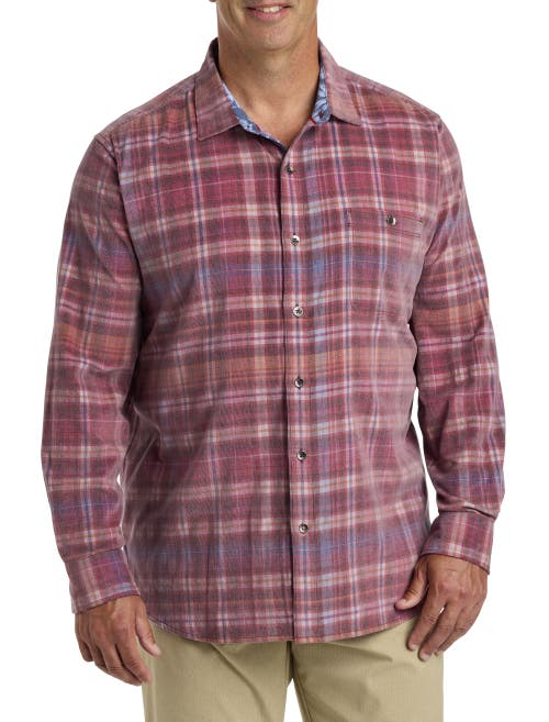 Tommy Bahama Coastline Cord Harbor Check Sport Shirt In Aged Claret