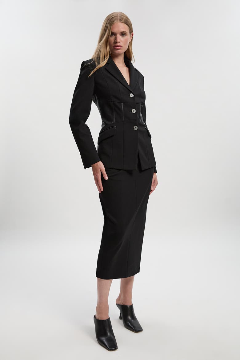 Ponte PU Pencil Skirt, Alternate, color, Black