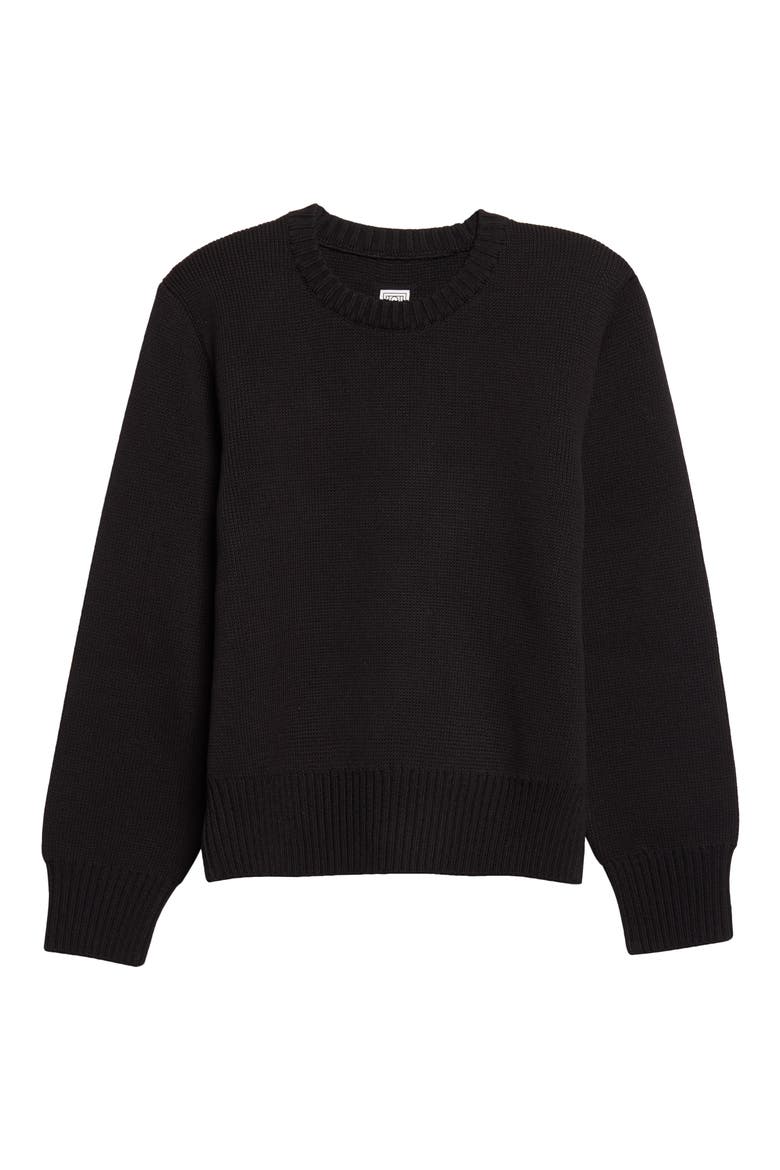 Merino Wool & Cotton Sweater, Main, color, BLACK