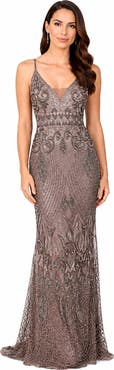 LARA New York Beaded Faux-Wrap V-Neck Bridal Gown