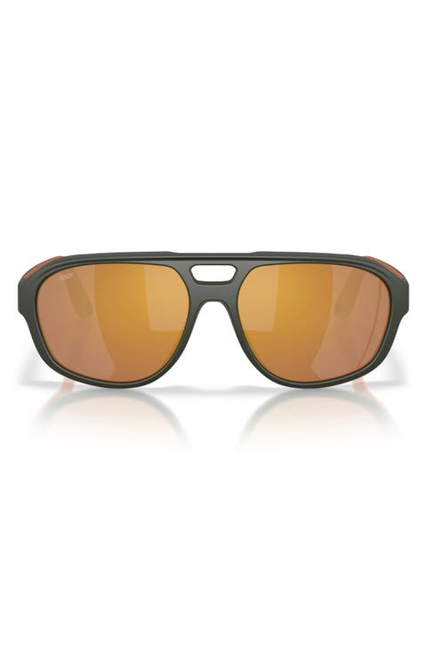 Street Heat 55mm Polarized Mirrored Rectangular Sunglasses