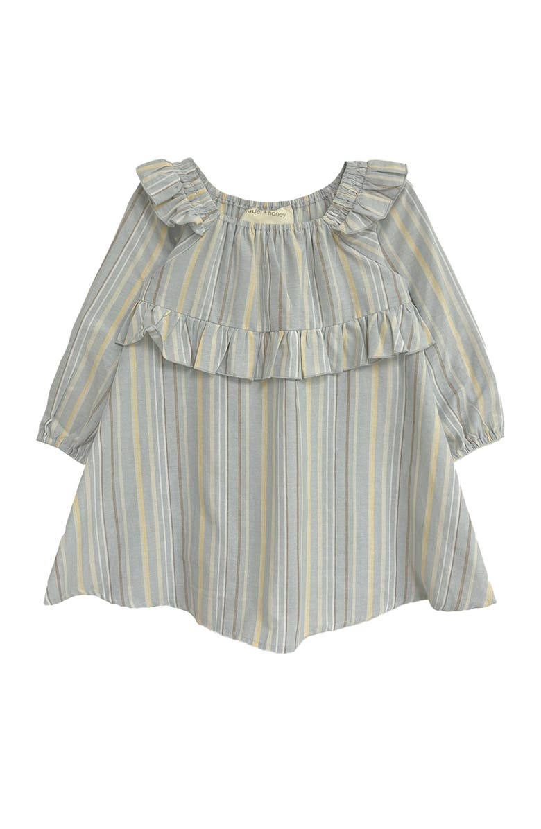 Mabel + Honey Brooklyn Ruffled Dress, Main, color, Blue, Striped