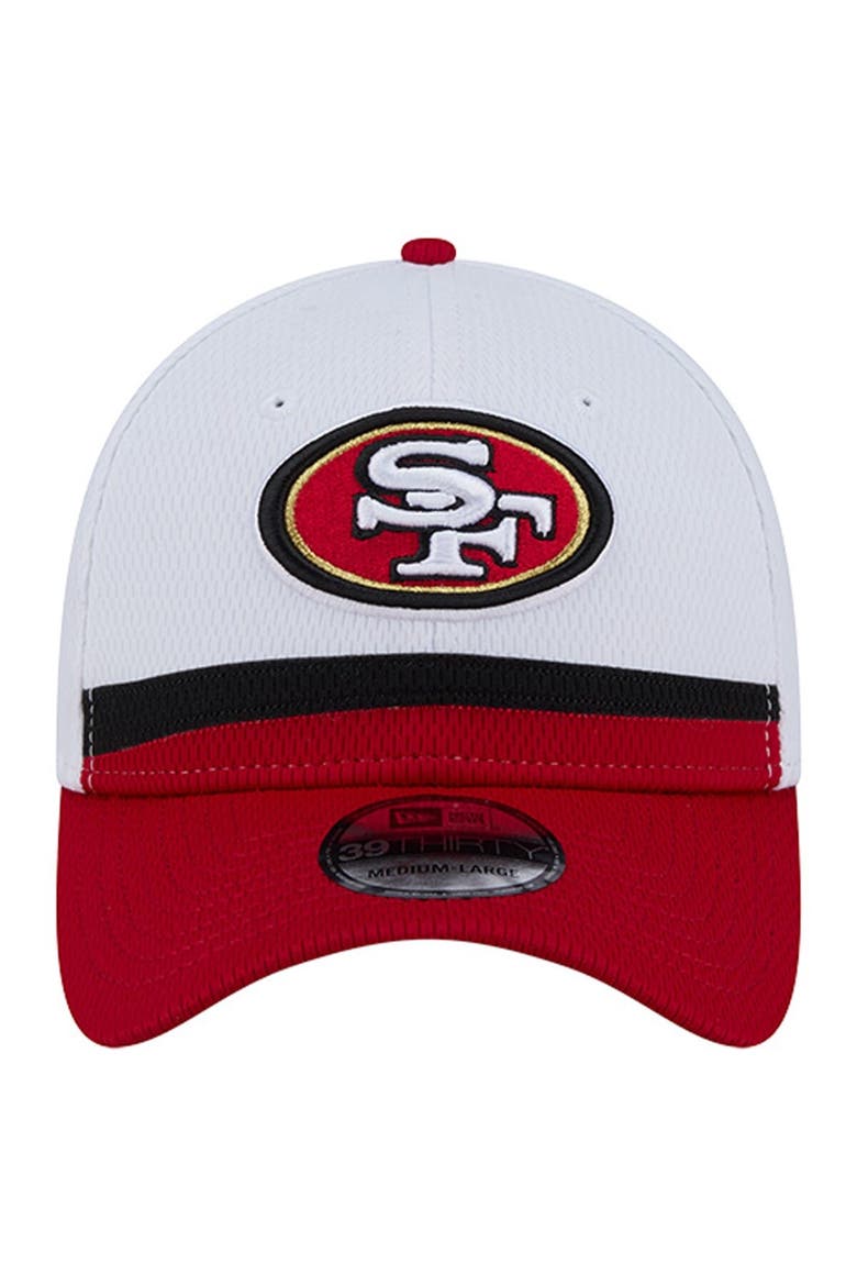 Men's New Era  White/Scarlet San Francisco 49ers Dashmark Rays 39THIRTY Flex Hat, Alternate, color, White