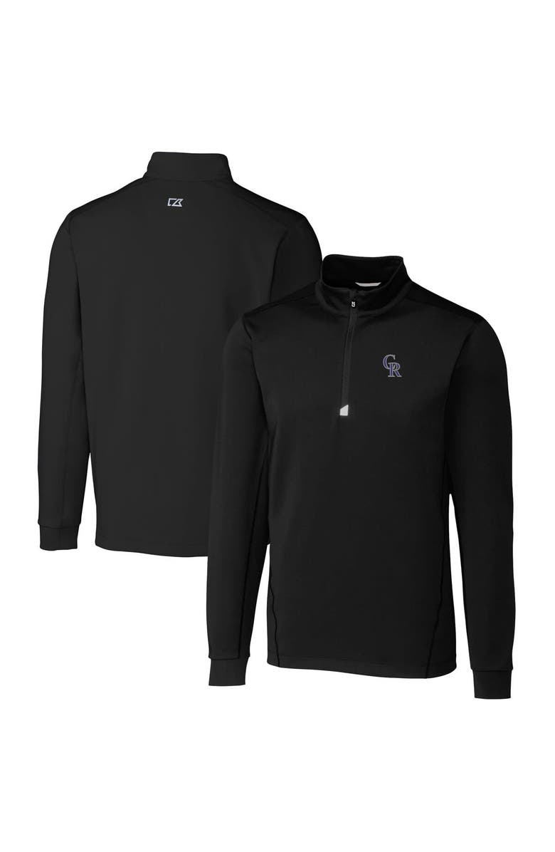 Cutter & Buck Men's Cutter & Buck Black Colorado Rockies Traverse Stretch Quarter-Zip Pullover Top, Main, color,