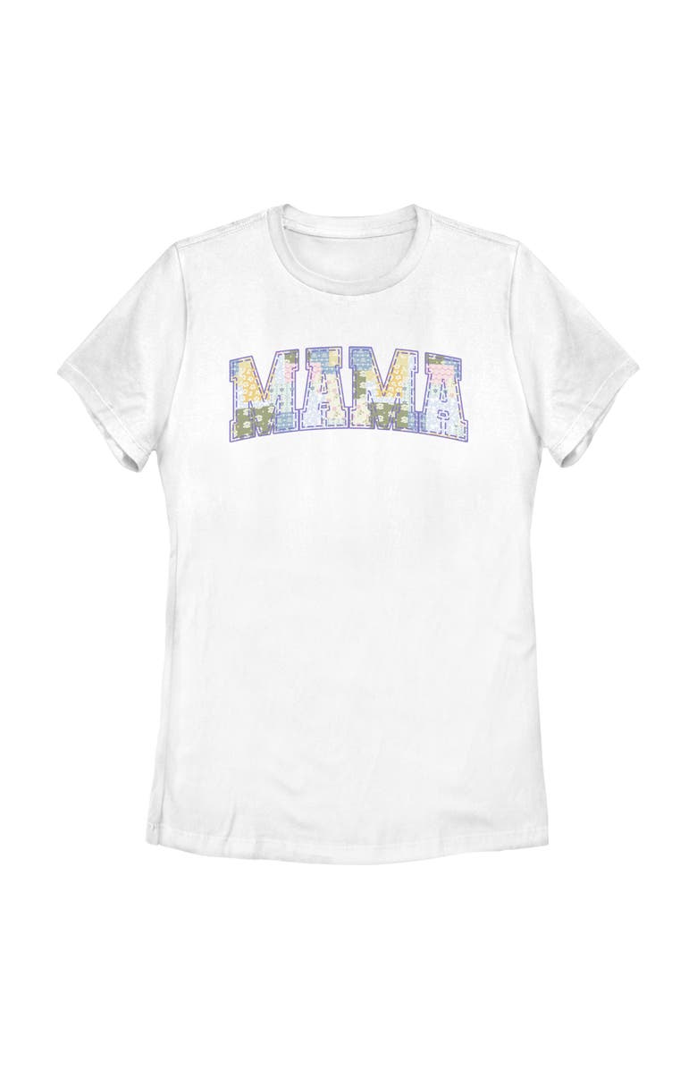 Disney Women's Disney Mama Collegiate Fabric Pattern  Graphic T-Shirt, Main, color, White