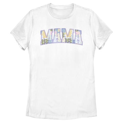 Women's Disney Mama Collegiate Fabric Pattern  Graphic T-Shirt