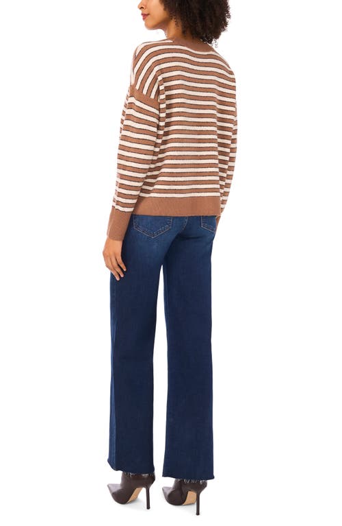 Halogen ® Stripe Crewneck Sweater In Brown