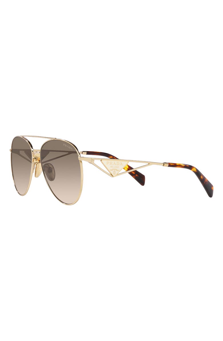 Prada 56mm Gradient Pilot Sunglasses, Alternate, color, Pale Gold