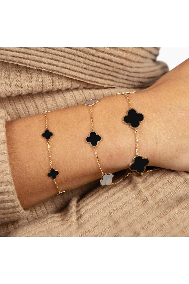 Small Mother of Pearl and Onyx Mixed Clover Bracelet, Alternate, color, Mother of Pearl and Onyx