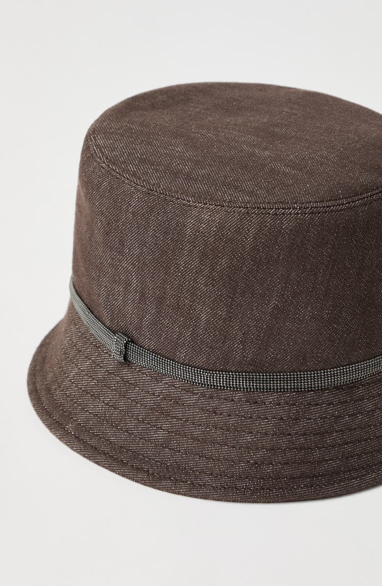 Brunello Cucinelli Bucket hat with monili, Alternate, color, Chocolate