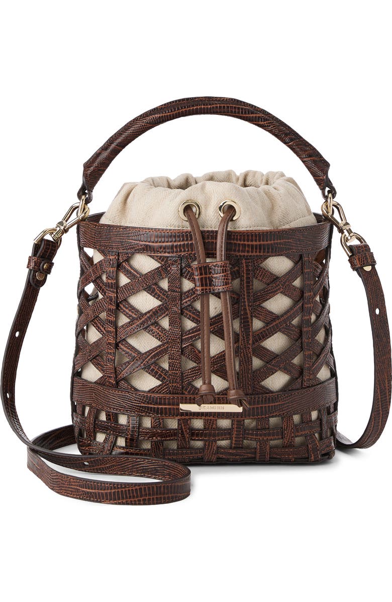 Brahmin Mini Amelia Top Handle Bucket Bag, Alternate, color, Chestnut