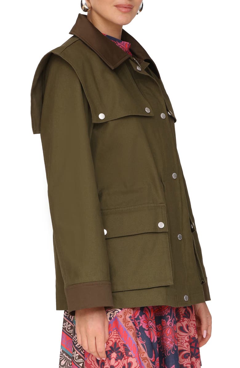 Avec Les Filles Strong Shoulder Cotton Canvas Utility Coat, Alternate, color, Caper