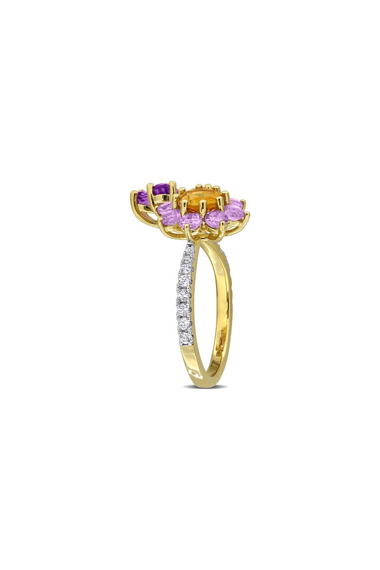 Semiprecious Stone Floral Cluster Ring, Alternate, color, PURPLE MULTI