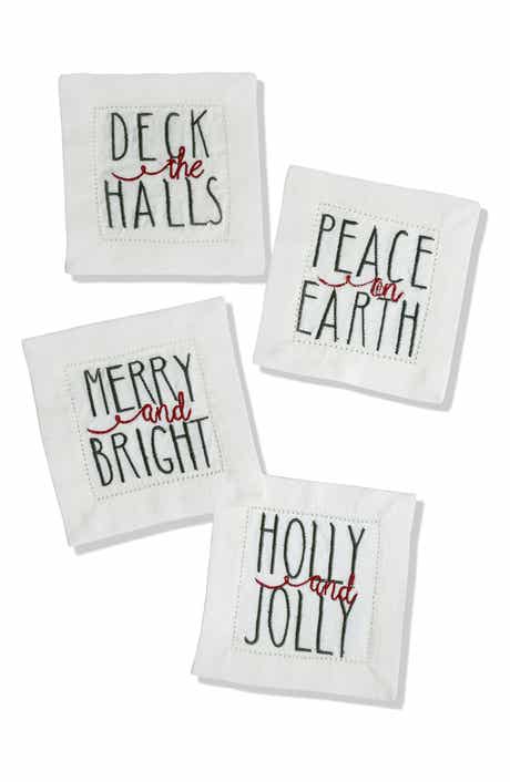 Tiramisu Embroidered Set of 4 Holiday Cocktail Napkins