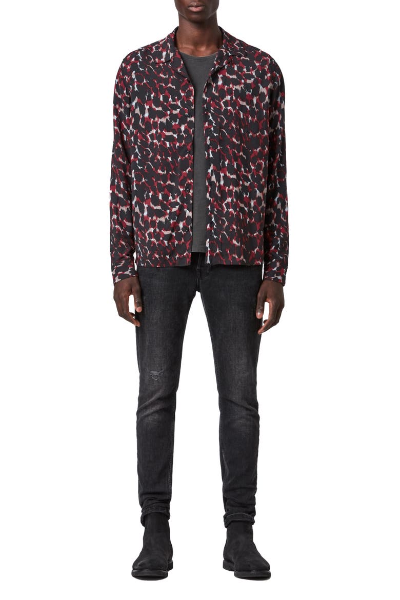 Jackson Print Button-Up Shirt, Alternate, color, RED
