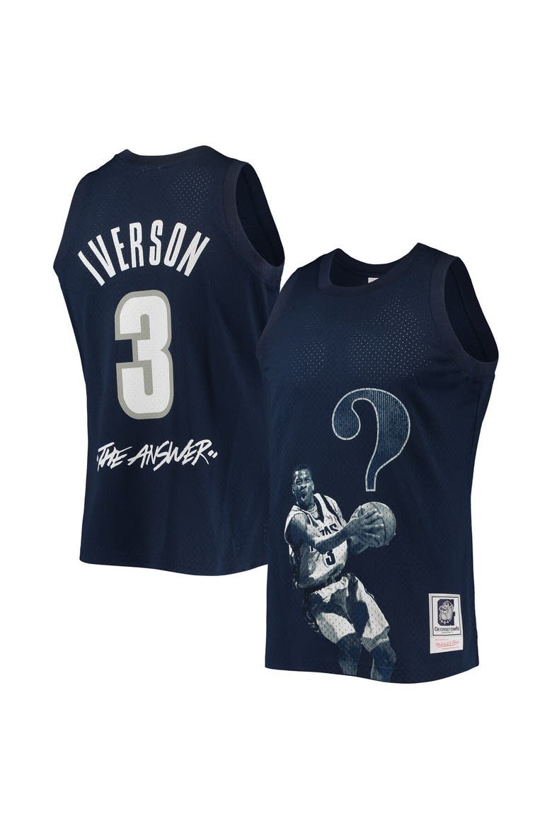 Men's Mitchell & Ness Allen Iverson Navy Georgetown Hoyas The Answer Replica Jersey, Main, color, Navy