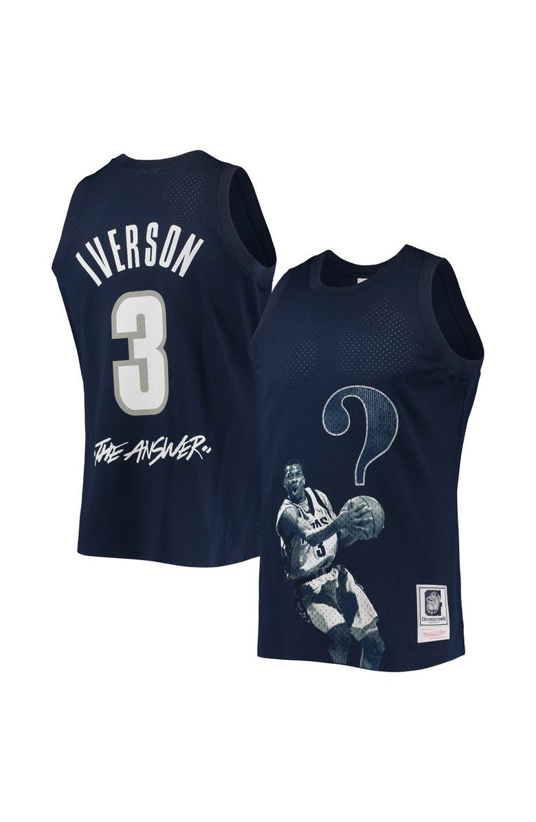 Mitchell & Ness Men's Mitchell & Ness Allen Iverson Navy Georgetown Hoyas The Answer Replica Jersey, Main, color, Navy