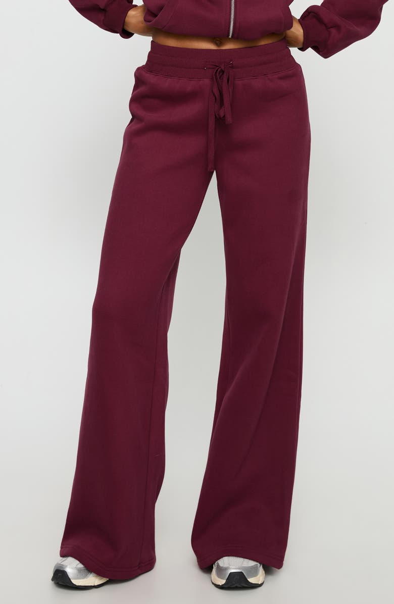 Princess Polly Stargirl Wide Leg Sweatpants, Main, color, Burgundy