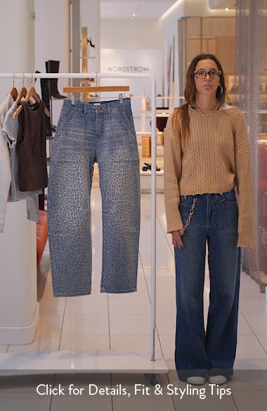 Wash Lab Denim High Waist Animal Print Barrel Leg Jeans (Women) | Nordstrom
