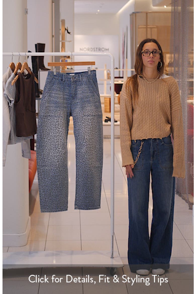 High Waist Animal Print Barrel Leg Jeans video