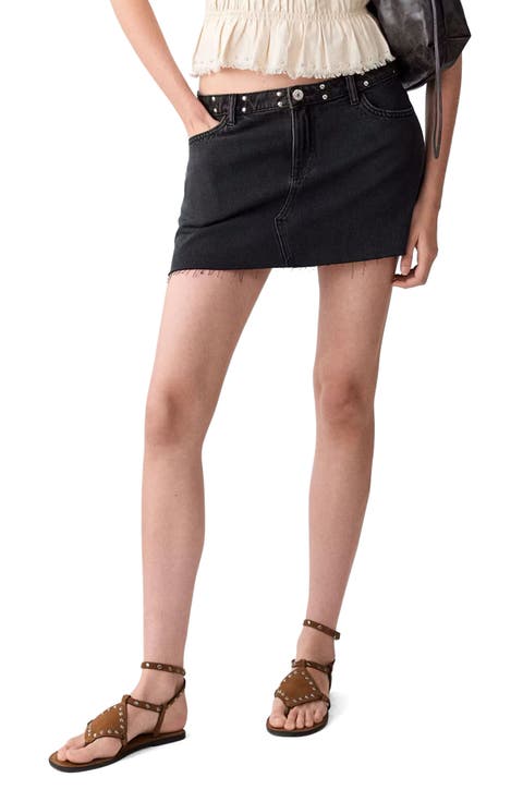 Studded Denim Miniskirt