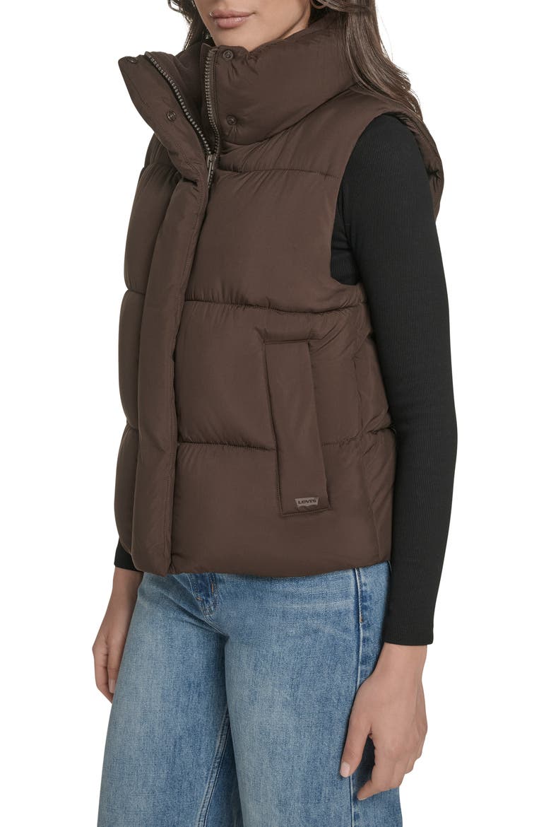 Quilted Puffer Vest, Alternate, color, COFFEE BEAN