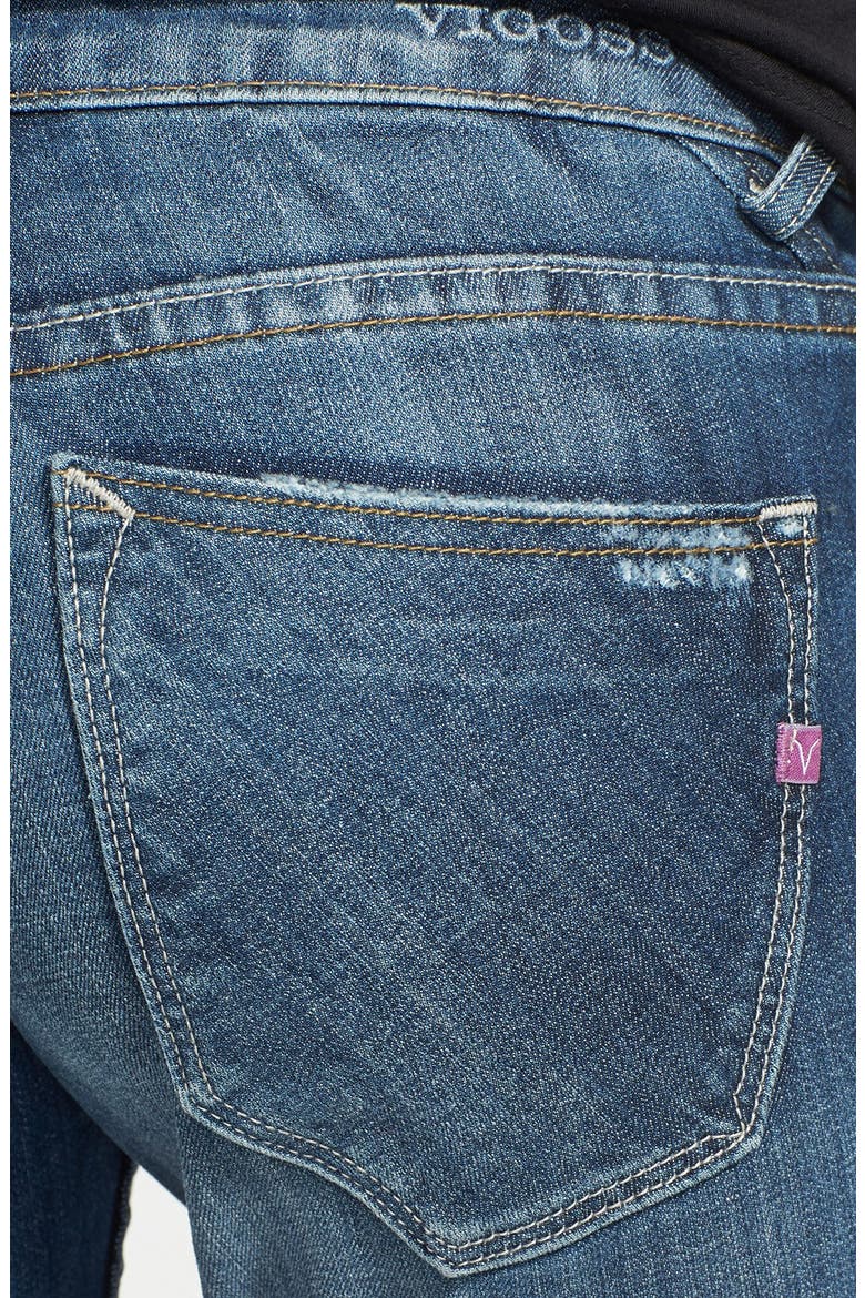 Destroyed Crop Skinny Boyfriend Jeans, Alternate, color, DARK WASH