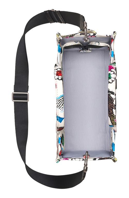 Marc Jacobs The Medium Sticker Canvas Tote Bag In White Multi