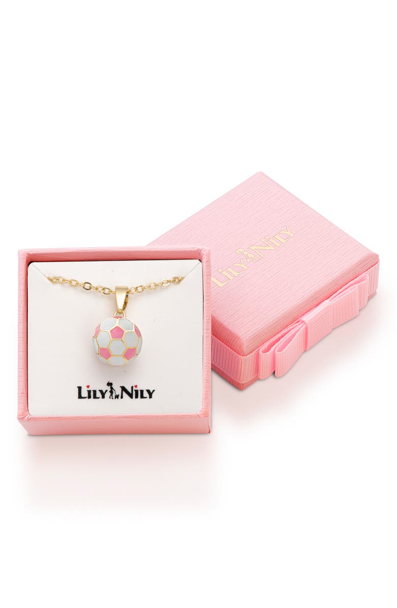 Lily Nily 3D Soccer Ball Necklace, Alternate, color, Pink